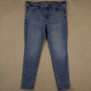 American Eagle Jeans Womens 18 Blue Jegging High Rise Stretch Denim Medium Wash